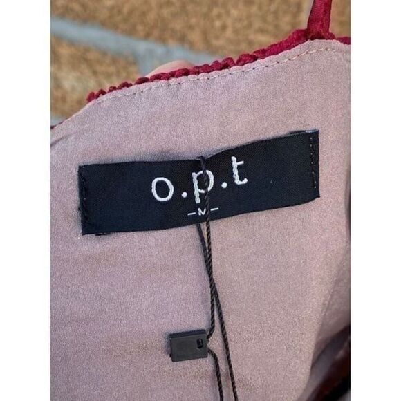 O.P.T OPT One Pretty Time Lizzet Magenta red lace midi dress size medium - Picture 11 of 12